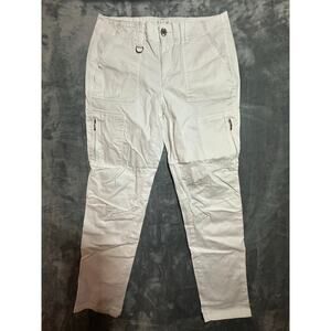White Slim Crop Cargo Pants Women’s Size 8 Utility Zipper Pocket